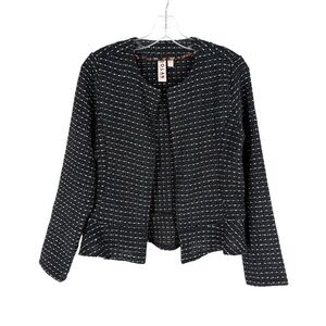 Dolan Tweed Blazer Womens Size Small Black Open Front Textured Career Jacket